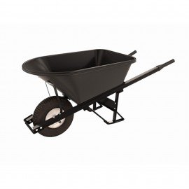 Bon 28-910-B5 Wheelbarrow with flat free tire and steel handle, poly tray, 26"-