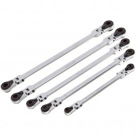 EZRED WR5 ml Ratcheting Wrench Set, 5-piece, locking flex head-