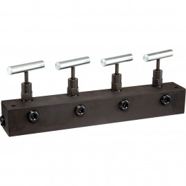 Freedom Hydraulics MANN4 Manifold Block with 4 Needle Valves, 1 in - 4 out, 3/8" NPTF-
