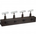 Freedom Hydraulics MANN4 Manifold Block with 4 Needle Valves, 1 in - 4 out, 3/8" NPTF-
