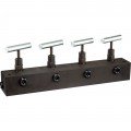Freedom Hydraulics MANN4 Manifold Block with 4 Needle Valves, 1 in - 4 out, 3/8" NPTF-