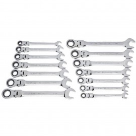 GearWrench 85141 Flex Head Ratcheting Combination Wrench Set, 14-pack, SAE/Metric-