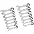 GearWrench 85206 Stubby Ratcheting Combination Wrench Set, 14-piece, SAE/Metric-