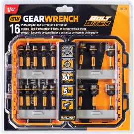 GearWrench 86171 Nut Extractor and Driver Set, 16-piece, ¼" to ½" (7 to 13 mm)-