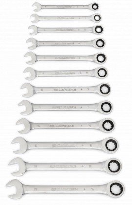 GearWrench 9412 72-Tooth 12-Point Ratcheting Combination Metric Wrench Set, 12-piece-