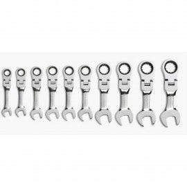 GearWrench 9550 Ratcheting Combination Wrench Set, Stubby Flex Head, 10 to 19 mm-