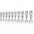 GearWrench 9550 Ratcheting Combination Wrench Set, Stubby Flex Head, 10 to 19 mm-