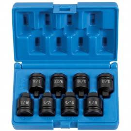 Grey Pneumatic 1308P Pipe Plug Impact Socket Set, ½" drive, 8-piece-