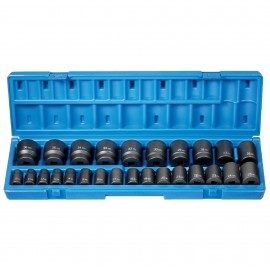 Grey Pneumatic 1726 m Impact Socket Set, ½" Drive, 12-Point Metric, 26-Piece-