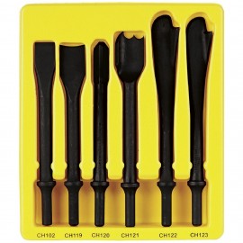 Grey Pneumatic CS106 Exhaust Impact Chisel Set, 6-piece,.401" shank-