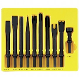Grey Pneumatic CS110 Impact Chisel Set, 10-piece, 0.401" shank-