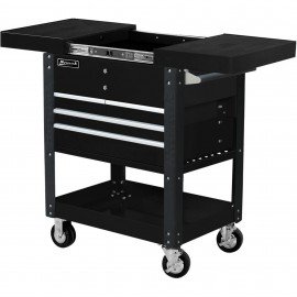 Homak BK06043500 Pro Series Slide Top Cart, 35", 4-drawer, black-