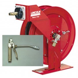 Lincoln Industrial 85051 Hose Reel Grease Assembly, &amp;frac14;" x 50', with universal swivel and control valve-