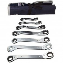 Martin Tools RBO7K Offset Ratcheting Box Wrench Set, 7-piece, 25°-