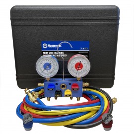 Mastercool 86472 4-Way Aluminum Manifold Gauge Set with E-Z snap&amp;trade; coupler, R134a-