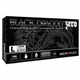Microflex BD1002NPF Black Dragon Zero Series Nitrile Gloves, medium, 100-pack-