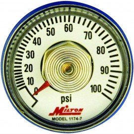 Milton 1174 Pressure Gauge, 0 to 100 psi, ¼" NPT center back mount-