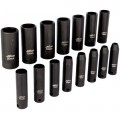 Milton 1300-SS-02 Deep Impact Socket Set, 3/8" drive, 6 to 20 mm, 15-piece-