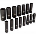Milton 1300-SS-02 Deep Impact Socket Set, 3/8" drive, 6 to 20 mm, 15-piece-