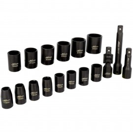 Milton 1300-SS-06 Shallow Impact Socket Set, ½" Drive, 17-piece-