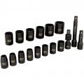 Milton 1300-SS-06 Shallow Impact Socket Set, ½" Drive, 17-piece-