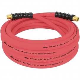 Milton ULR122512 Rubber Air Hose, ½" ID x 25', ½" NPTM-