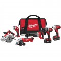 Milwaukee 2696-26 M18 Cordless 6-Tool Combo Kit, 18 V, Lithium-Ion-