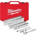 Milwaukee 48-22-9004 Ratchet &amp; Socket Set, ¼" drive, 50-piece SAE &amp; Metric-