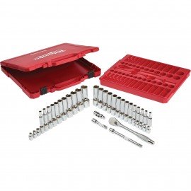 Milwaukee 48-22-9008 Ratchet &amp; Socket Set, 3/8" drive, 56-piece-