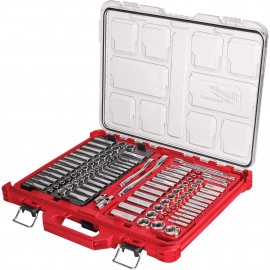 Milwaukee 48-22-9486 Ratchet &amp; Socket Set with Packout Low-Profile Organizer, ¼" and 3/8" Drive, 106-piece-