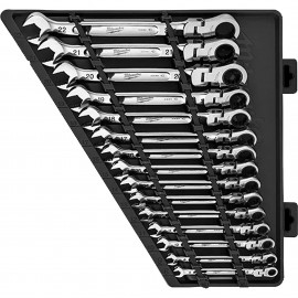 Milwaukee 48-22-9513 Ratcheting Combination Wrench Set, Metric, Flex Head, 15-pack-