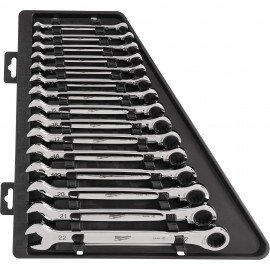 Milwaukee 48-22-9516 Ratcheting Wrench Set, Metric, 15-piece-