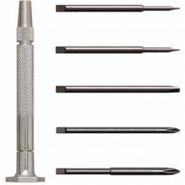 Moody Tools 58-0139 Slotted/Phillips Drivers, 6-piece, interchangeable steel handle-