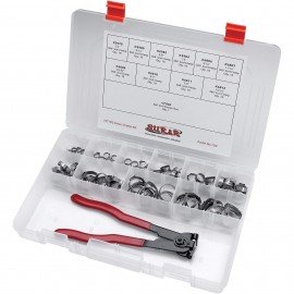 S.U.R. and R. HC102 Ratcheting Seal Clamp Pliers with 100 clamps, 1/4 to 15/16&amp;quot;-