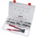 S.U.R. and R. HC102 Ratcheting Seal Clamp Pliers with 100 clamps, 1/4 to 15/16&amp;quot;-