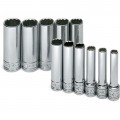 SK Tools 1350 12-Point Deep Metric Socket Set, 11-pack, 1/4" drive-