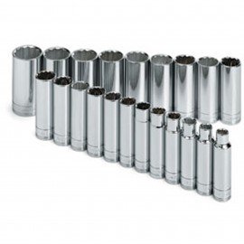 SK Tools 1951 Socket Set, 1/2" drive, 21-pack metric deep-