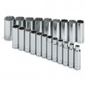 SK Tools 1951 Socket Set, 1/2" drive, 21-pack metric deep-