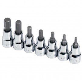 SK Tools 19723 Hex Bit Socket Set, 3/8" SAE Drive, 7-pack-