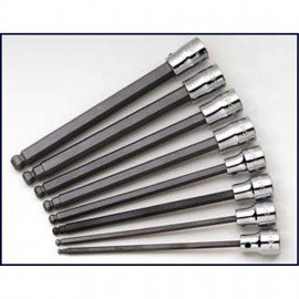 SK Tools 19748 Long Ball Head Hex Bit Socket Set, 3/8" drive, 8-pack metric-