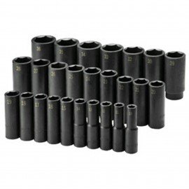 SK Tools 4047 Metric Socket Set, 1/2" drive, 23-pack deep impact-