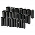 SK Tools 4047 Metric Socket Set, 1/2" drive, 23-pack deep impact-