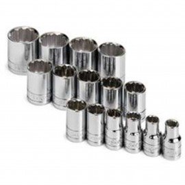 SK Tools 4122 Socket Set, 1/2" drive, 15-pack-