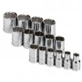 SK Tools 4122 Socket Set, 1/2" drive, 15-pack-