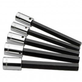SK Tools 41255 Hex Bit Socket Set, 1/2" drive, 5-pack fractional long-