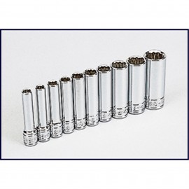 SK Tools 4950 Deep Socket Set, 1/4" drive, 12-point, 10-pack, SAE-