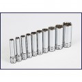 SK Tools 4950 Deep Socket Set, 1/4" drive, 12-point, 10-pack, SAE-