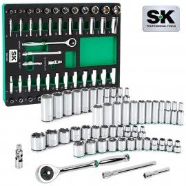 SK Tools SK01455-216P 6-Point Socket Set, 3/8" Drive, 51-pack-