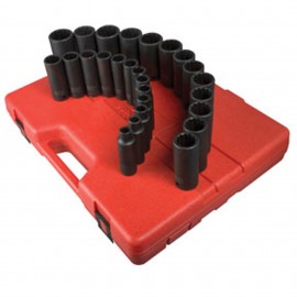 Sunex 2827 12-Point Metric Socket Set, 1/2" Drive, Deep-