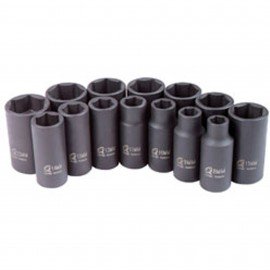 Sunex 3328 Semi-Deep Metric Socket Set, 3/8" drive, 14-pack-